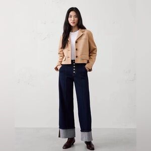 NWT Banana Republic Wide-Leg High-Rise Pintuck Cuffed Jean 27/4